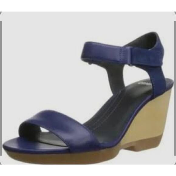 Camper Leather Wedge Laura Sandals in Navy Blue US Size 7/ EU 38 - Picture 2 of 6